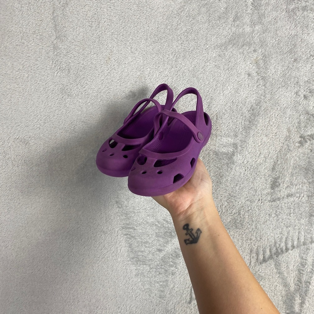 Crocs Kids Purple Mary Jane Clogs Slip On Shoes Size C 9 Water Shoes Summer